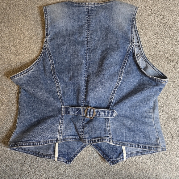 Vintage No Boundries Denim Vest Button Adjustable Back Preppy Countryside Chic - Picture 6 of 7
